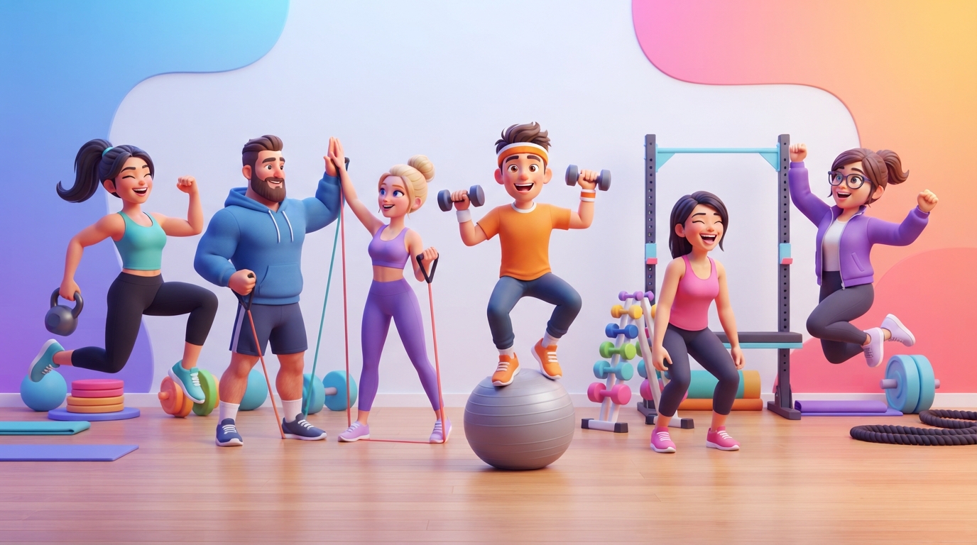 A fitness trainer filming a high-quality workout tutorial for YouTube Shorts in a modern gym setting.