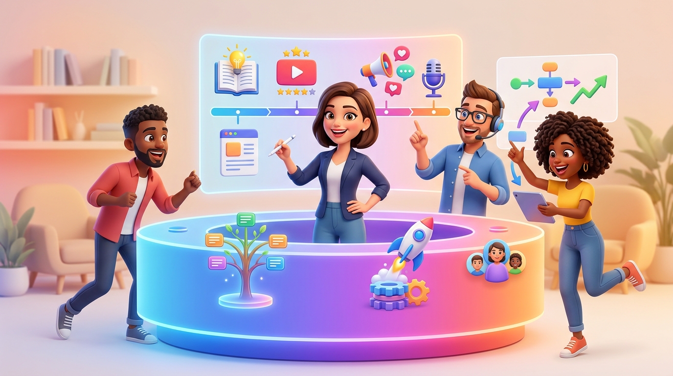 A digital content calendar showing video strategy pillars for a coaching business