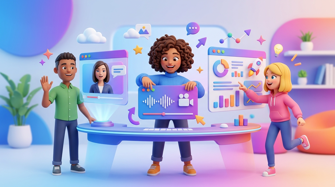 Comparison table showing the differences between AI video repurposing, AI avatar generation, and full-cycle marketing automation.